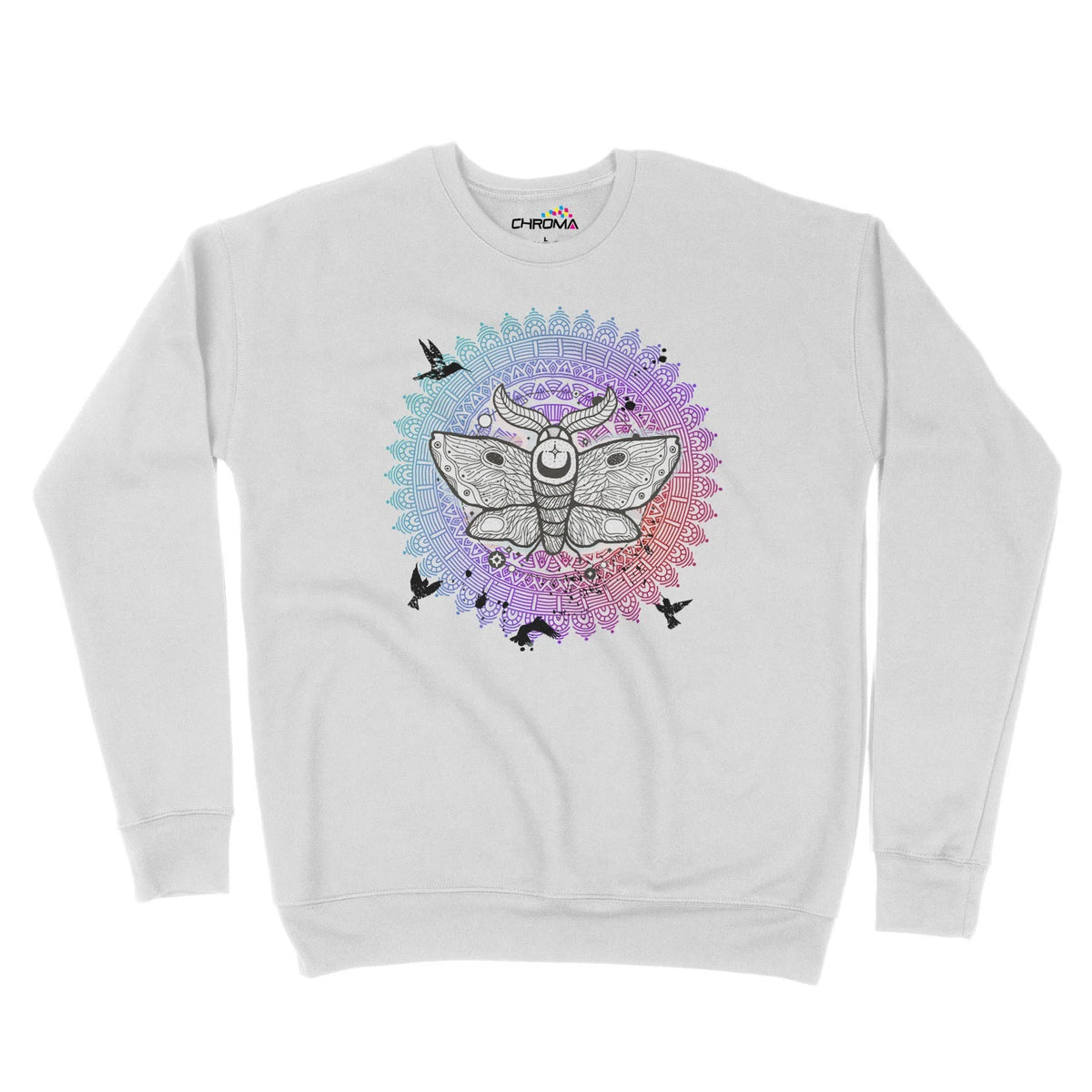 Psychedelic Moth Unisex Adult Sweatshirt Chroma Clothing