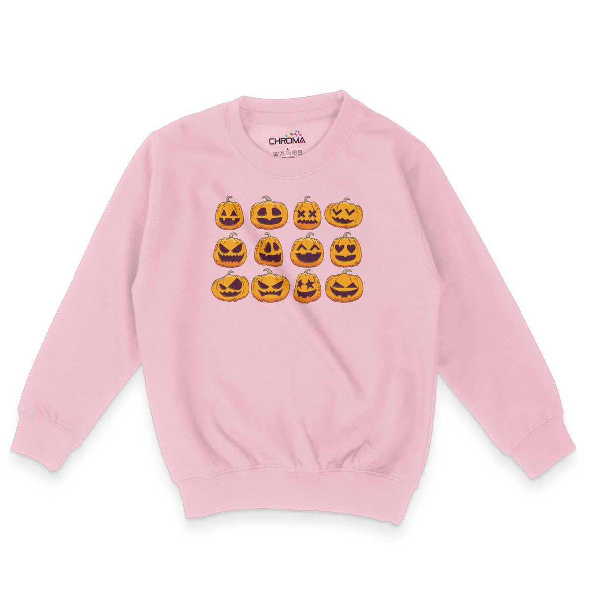 Pumpkin Faces Halloween Unisex Youth Sweatshirt | Premium Halloween Cl Chroma Clothing