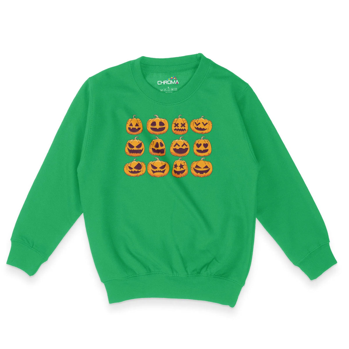 Pumpkin Faces Halloween Unisex Youth Sweatshirt | Premium Halloween Cl Chroma Clothing