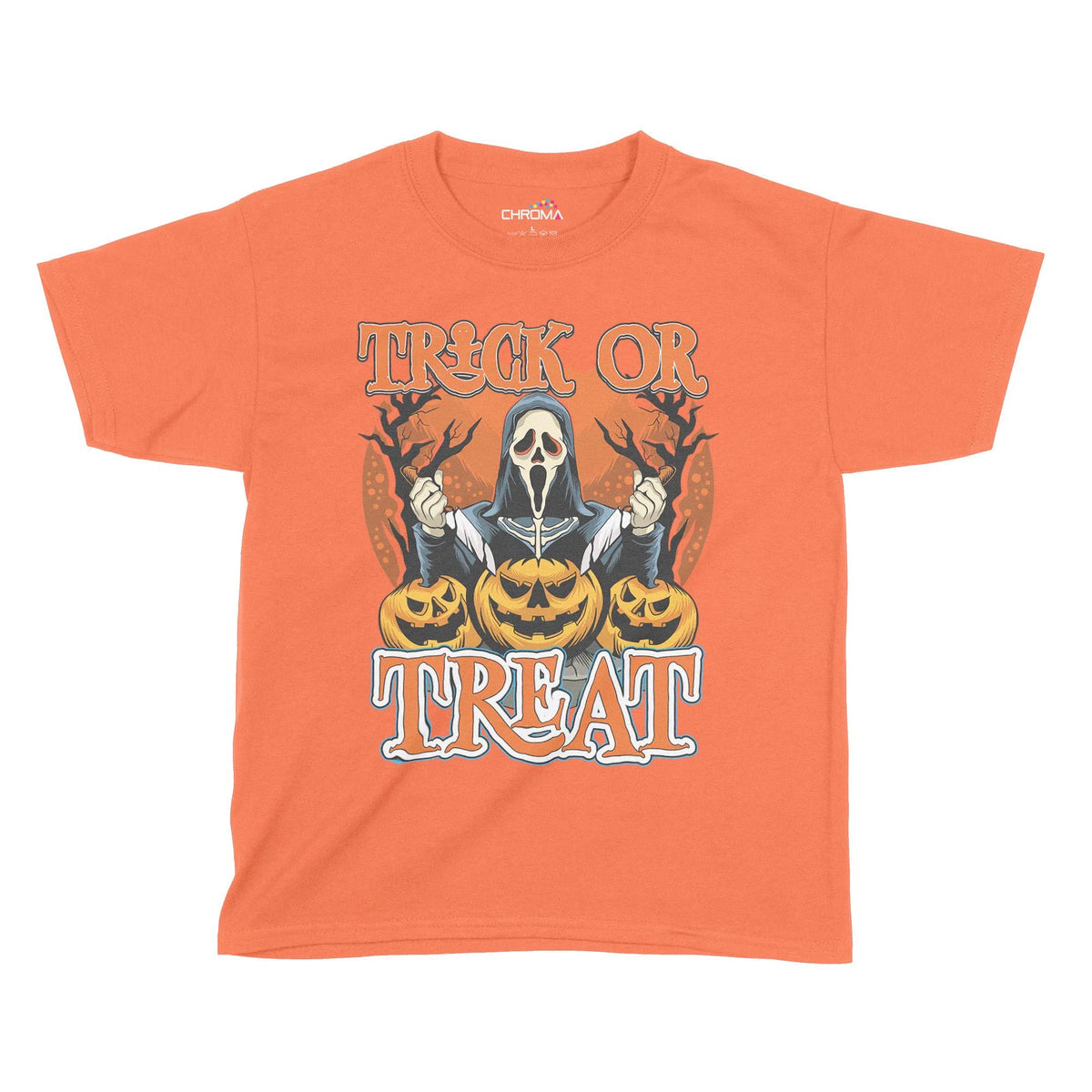 Trick Or Treat Halloween Kids T-Shirt | Premium Halloween Clothing Chroma Clothing