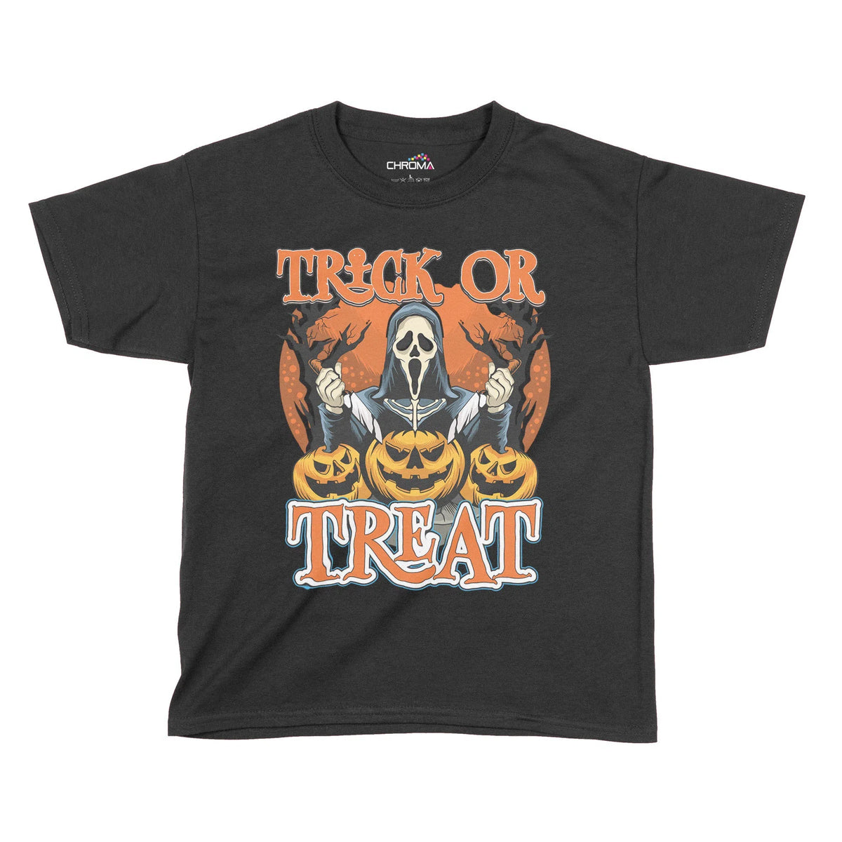 Trick Or Treat Halloween Kids T-Shirt | Premium Halloween Clothing Chroma Clothing