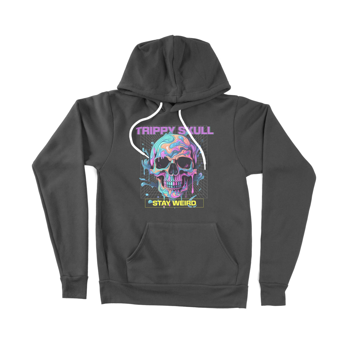 Trippy Skull Stay Weird Unisex Adult Pullover Hoodie Chroma Clothing