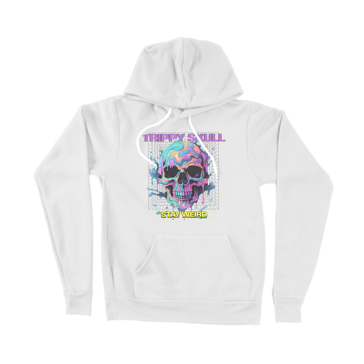 Trippy Skull Stay Weird Unisex Adult Pullover Hoodie Chroma Clothing