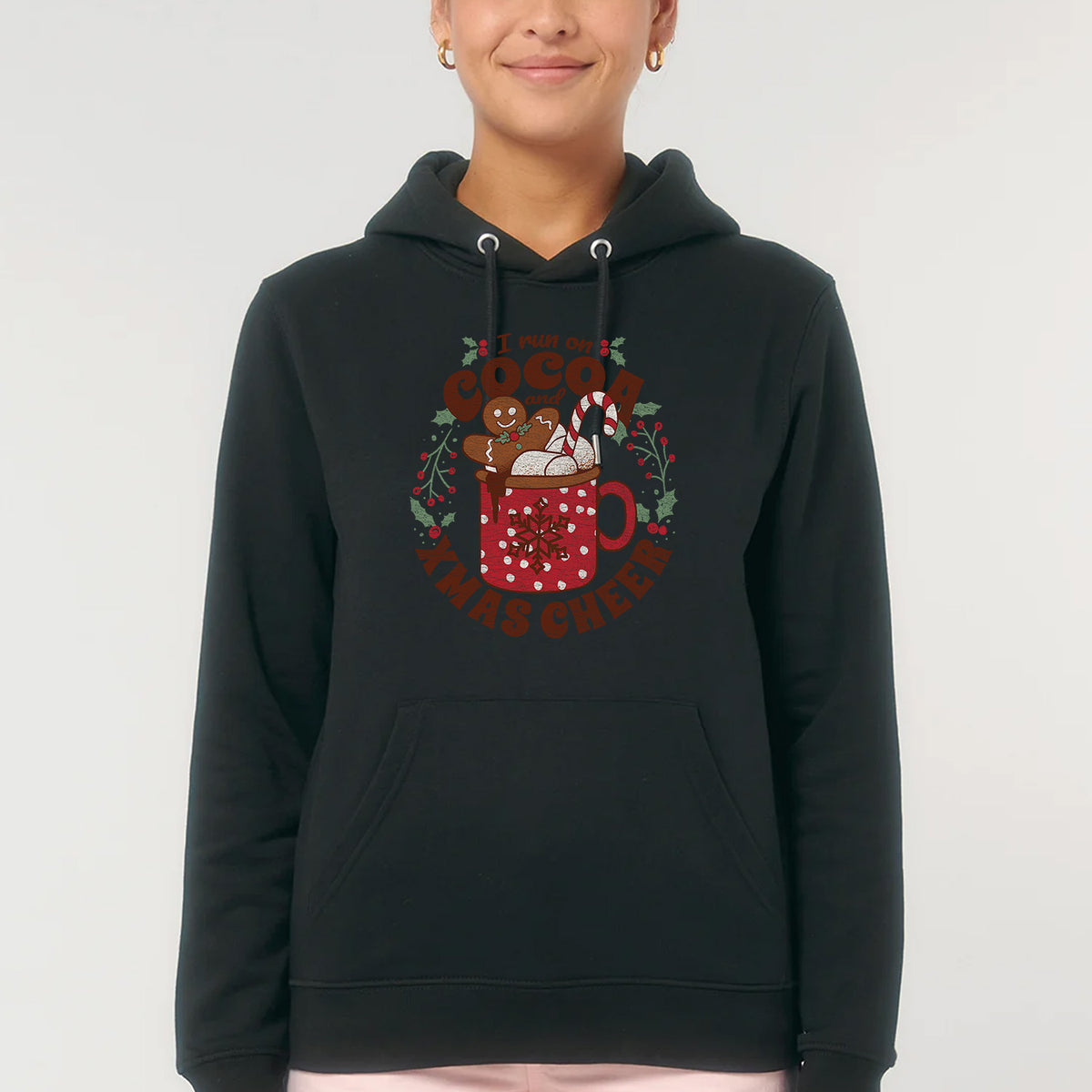 I Run On Cocoa And Xmas Cheer | Vintage Rocker Hoodie