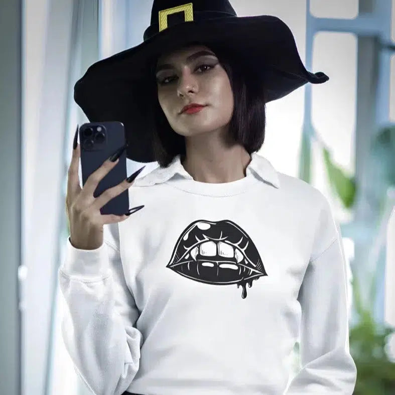 Vampire Lips Unisex Adult Sweatshirt | Premium Halloween Clothing Chroma Clothing