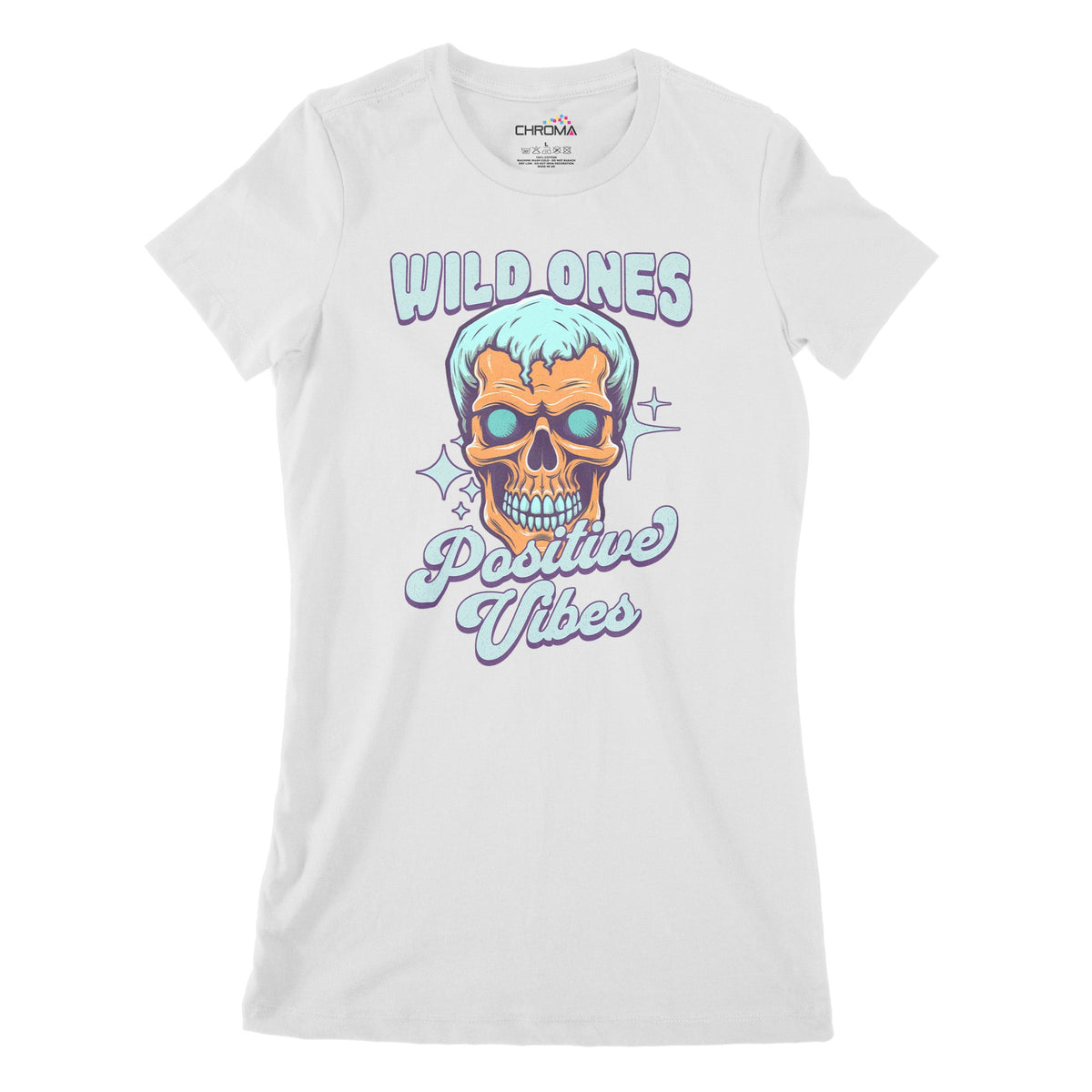 Wild Ones Positive Vibes Women's Classic Fitted T-Shirt Chroma Clothing