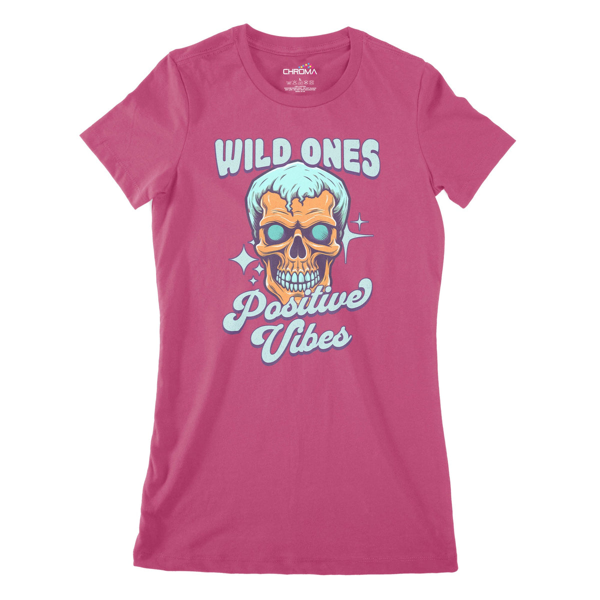 Wild Ones Positive Vibes Women's Classic Fitted T-Shirt Chroma Clothing