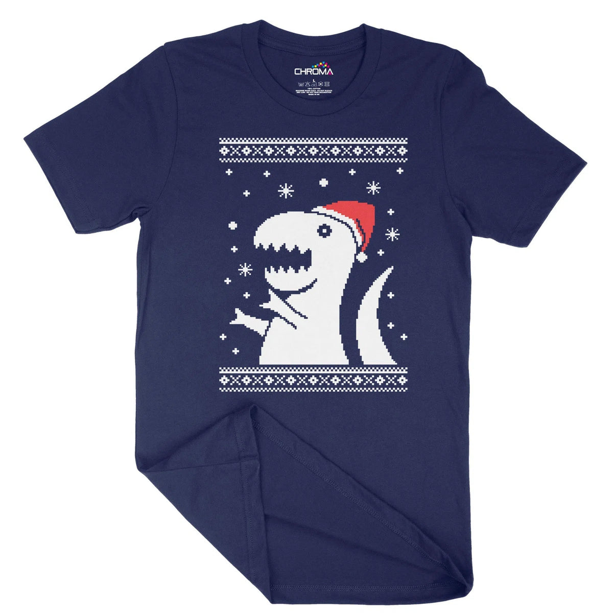 Xmas Dino Unisex Adult T-Shirt | Quality Slogan Clothing Chroma Clothing