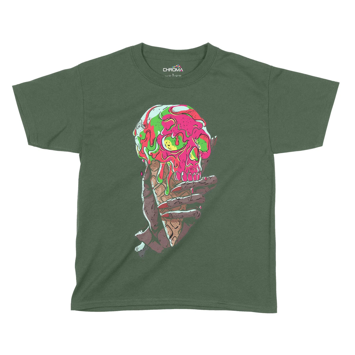 Zombie Ice Cream Halloween Kids T-Shirt | Premium Halloween Clothing Chroma Clothing